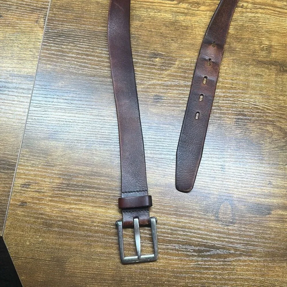 Fossil Genuine Leather‎ Belt 38 Brown 1.5” Wide MB240620038 Silver Buckle